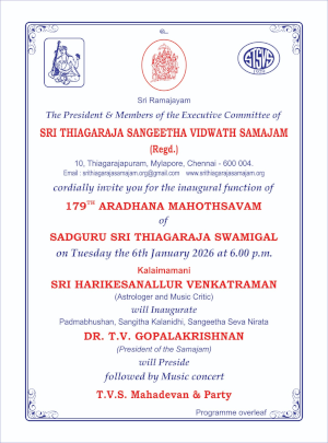 Thiagarajar 179th Aradhana Invitation